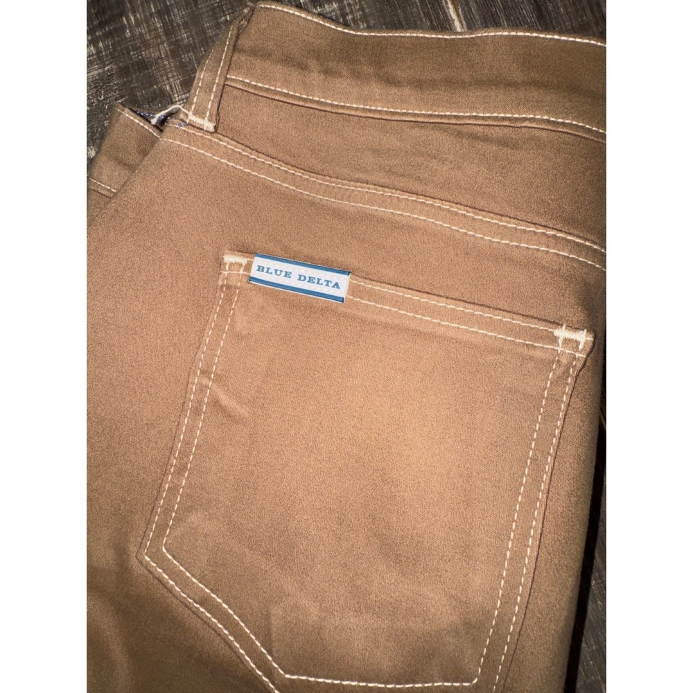 Blue Delta Tom James Custom Brown Denim Straight Leg Pants Mens 34 x 30 USA
